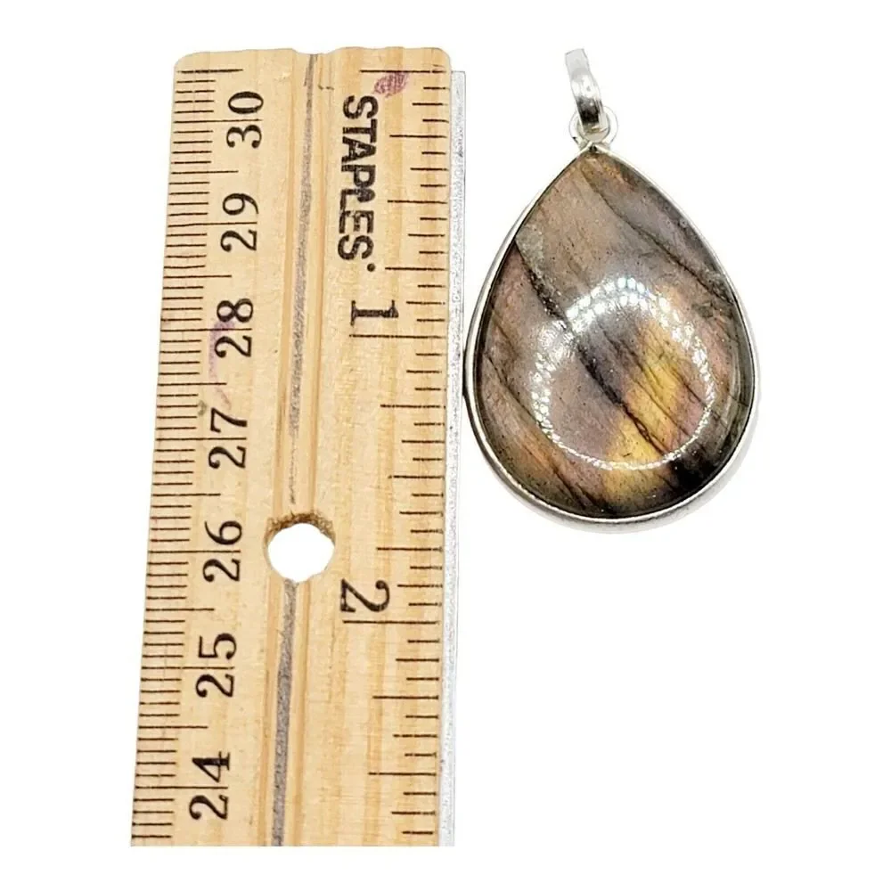 Labradorite Gemstone 925 Sterling Silver Jewelry Pendant 1.75
